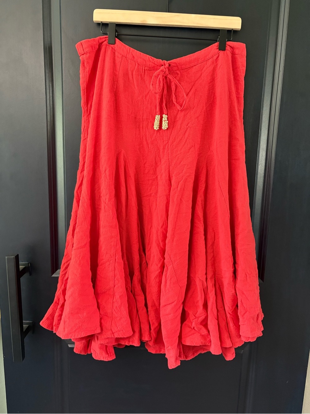Free-est Free People Red Gauze Cotton Culotte Pants Boho Wide Leg Festival Large